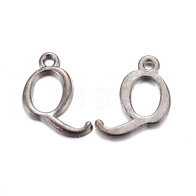 Gunmetal Plated Alloy Letter Pendants PALLOY-J718-01B-Q-1