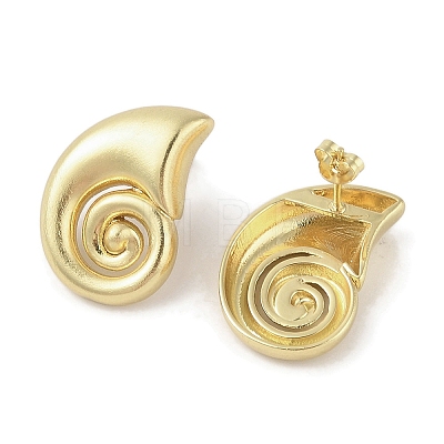 Snail Brass Stud Earrings for Women EJEW-Q389-06G-1