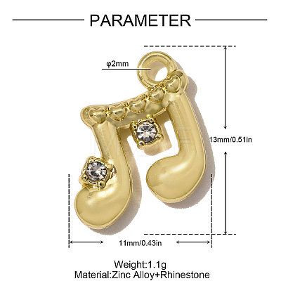 Zinc Alloy with Crystal Rhinestone Charms RB-OY001-74G-1