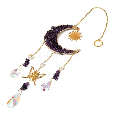 Natural Amethyst Chips Moon Crystal Suncatcher RN-T001-01A-1