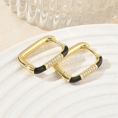 Brass Micro Pave Cubic Zirconia Hoop Earrings KK-CBA98BA-01G-C-1
