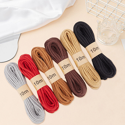 6 Bunldes 6 Colors Braided Polycotton Round Twine OCOR-CY0004-24B-1