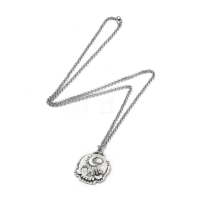 Skull Rhinestone Pendant Necklaces with Rolo Chains NJEW-F309-10-1