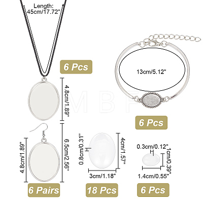 DIY Blank Oval Alloy Jewelry Set Making Kits SJEW-AB00001-1