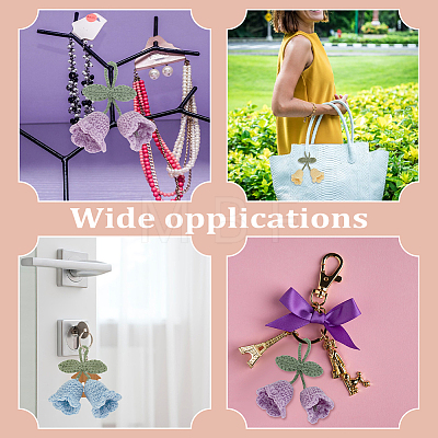 6Pcs 6 Colors Handmade Cotton Yarn Crochet Lily of the Valley Pendant Decorations DIY-FG0006-90-1