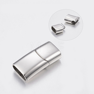 Smooth Surface 304 Stainless Steel Magnetic Clasps with Glue-in Ends STAS-N002-38-1
