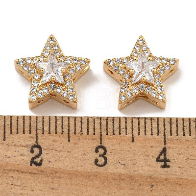 Brass Micro Pave Cubic Zirconia Beads KK-U037-08G-01-1