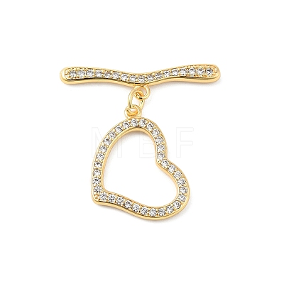 Brass Micro Pave Clear Cubic Zirconia Toggle Clasps KK-P234-79G-1