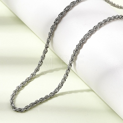 2MM Unisex 304 Stainless Steel Rope Chain Necklaces NJEW-P395-16P-1
