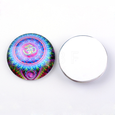 Yoga Theme Glass Cabochons X-GGLA-L011-25mm-13-1