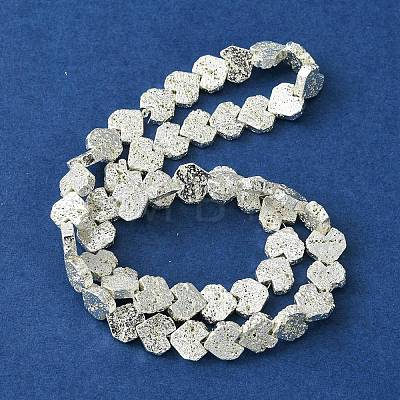 Electroplated Natural Lava Rock Beads Strands G-H303-A09-S01-1