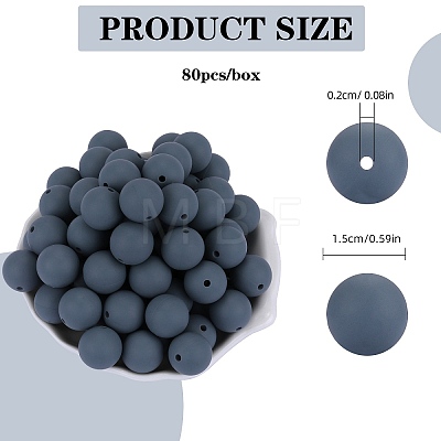 80Pcs Round Silicone Focal Beads SIL-SZ0001-24-07-1