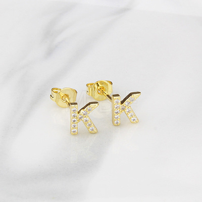 Brass Clear Cubic Zirconia Stud Earrings WGC2A80-11-1