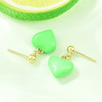 Valentine's Day Heart Brass Enamel Dangle Stud Earrings EJEW-Z164-19G-04-1