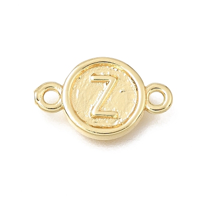 Brass Disc with Initial Links Connector Charms KK-E802-36G-Z-1