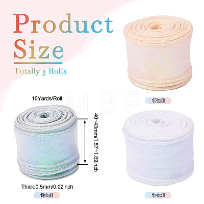  3 Rolls 3 Colors Flat Rainbow Color Organza Ribbon OCOR-TA0001-47-1