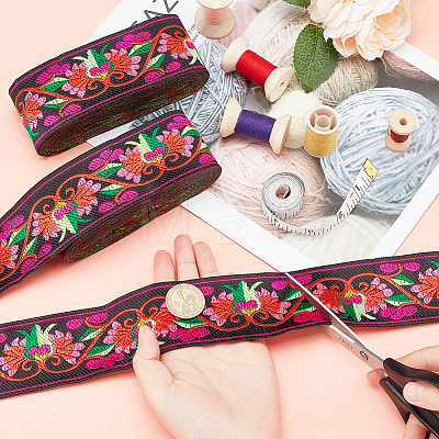Ethnic Style Polyester Ribbons OCOR-WH0079-65A-1