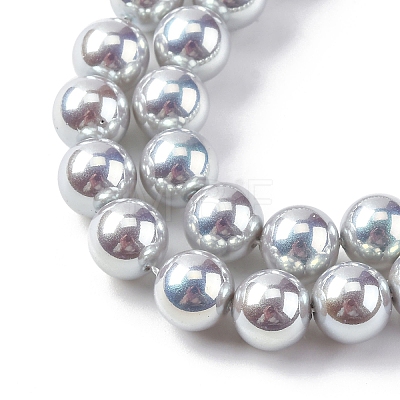 UV Plating Pearlized Glass Pearl Beads Strands GLAA-F128-01B-T12-1