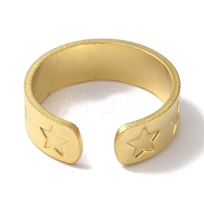 PVD Vacuum Plating 201 Stainless Steel Star Wide Open Cuff Rings for Women RJEW-C092-32G-1