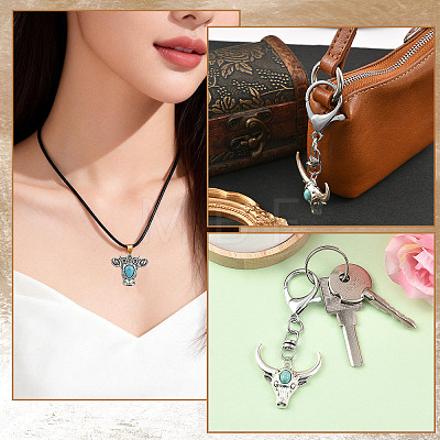 24Pcs 6 Styles Bohemian Synthetic Turquoise Cattle Pendants FIND-SZ0019-83-1