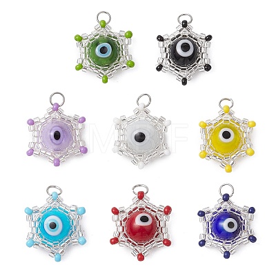 Beaded Star Eye Charms PALLOY-MZ00574-1