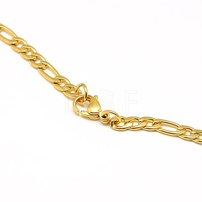 304 Stainless Steel Figaro Chain Necklace Making STAS-A028-N023G-1