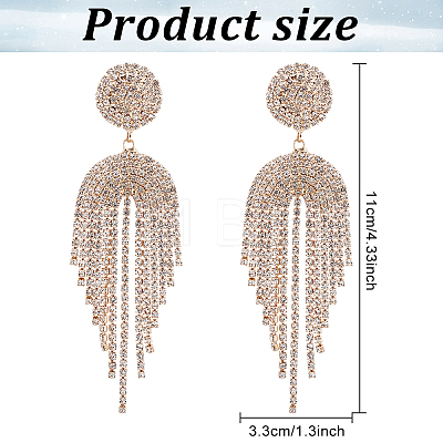 2 Pairs 2 Colors Crystal Rhinestone Chain Tassel Dangle Stud Earrings EJEW-FI0001-02-1