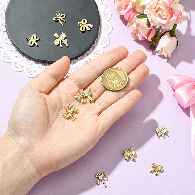 10Pcs 10 Styles Brass Micro Pave Cubic Zirconia Charms KK-CJ0003-75-1