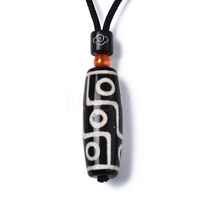 Buddhist Jewelry Natural Tibetan Style dZi Agate Mala Beads Pendant Necklaces NJEW-Q312-001-1