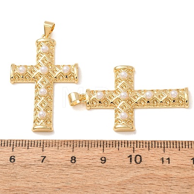 Brass with ABS Plastic Imitation Pearl Pendants KK-CBA2F11-28G-1