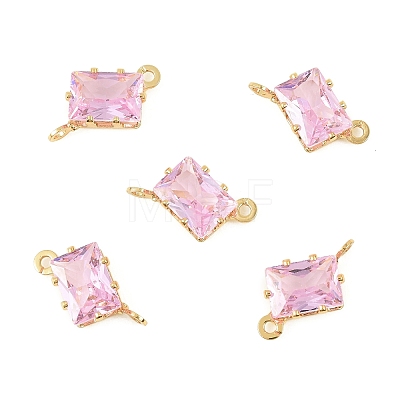 Brass Pave Cubic Zirconia Rectangle Connector Charms KK-P347-05G-01-1