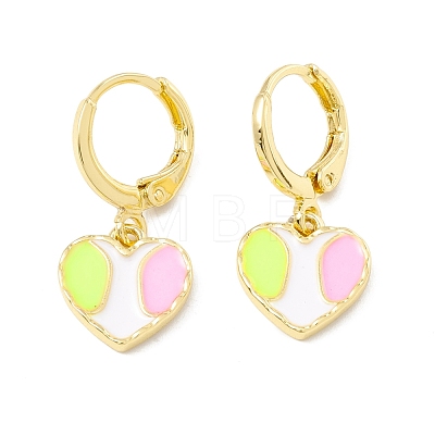 Enamel Heart Dangle Leverback Earrings EJEW-F282-11G-1