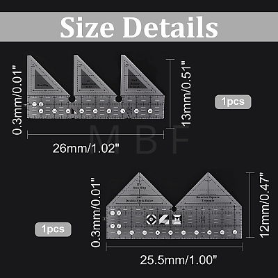2Pcs 2 Style Acrylic Quilting Rulers DIY-AR0002-56-1