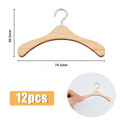 12Pcs Miniature Wood Doll Clothes Hangers DIY-FH0005-32C-1