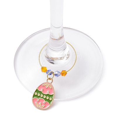 Easter Rabbit & Egg Alloy Enamel Wine Glass Charms AJEW-JO00204-1