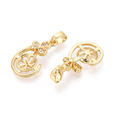 Brass Micro Pave Clear Cubic Zirconia European Dangle Charms Bails KK-N276-17G-1