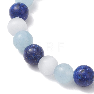 Dyed Natural Quartz & Sesame Jasper Beaded Stretch Bracelets for Women Men BJEW-JB13403-1