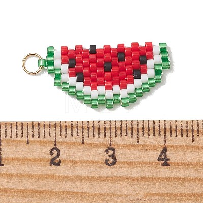 Fruit Theme Glass Seed Beaded Pendants PALLOY-MZ01357-02-1
