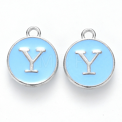 Platinum Plated Alloy Enamel Charms ENAM-S118-04Y-P-1