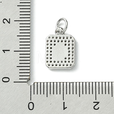 Rack Plating Brass Micro Pave Clear Cubic Zirconia Charms KK-G501-01E-P-1