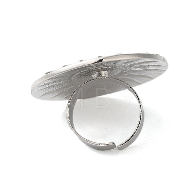 Big Flat Round with Sun Alloy Open Cuff Rings for Women RJEW-U006-04P-1