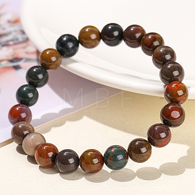 Natural Green Ocean Agate Round Stretch Bracelets for Women PW-WG91270-03-1