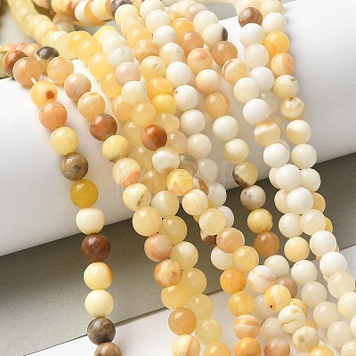 Natural Yellow Jade Beads Strands G-F591-17-6MM-1