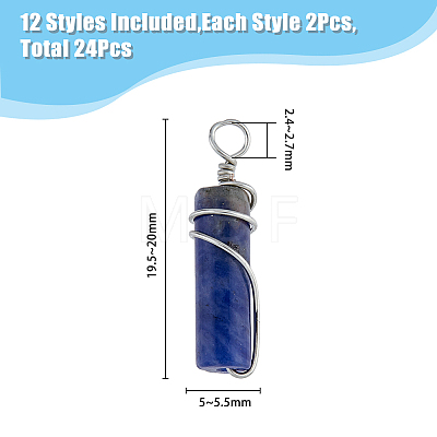24Pcs 12 Style Natural Gemstone Pendants FIND-FH0006-41-1