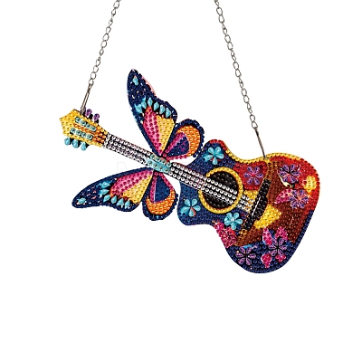 Butterfly Guitar DIY Diamond Painting Pendant Decoration Kits PW-WGBC517-01-1