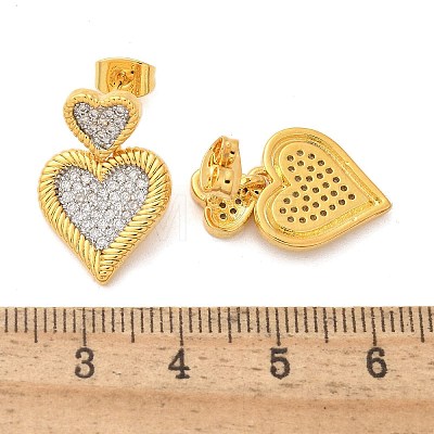 Brass Micro Pave Clear Cubic Zirconia Stud Earrings EJEW-F359-03G-03-1