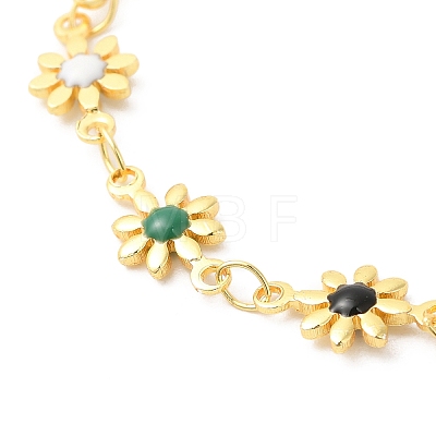 Colorful Enamel Flower Link Chain Bracelet BJEW-G672-01G-1