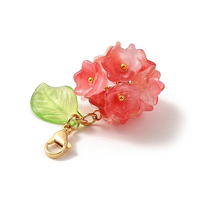 Flower Glass Pendant Decoration HJEW-TA00286-02-1