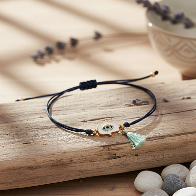 Hamsa Hand with Evil Eye Alloy Enamel Charm Bracelets GS7845-2-1