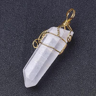 Natural Quartz Crystal Big Pointed Pendants G-P253-01-1